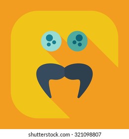 Flat modern design with shadow icons smiley mustache