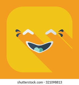 Flat modern design with shadow icons smiley laughing