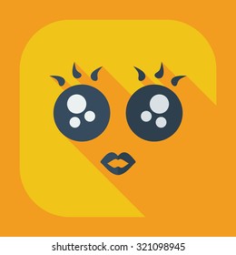 Flat modern design with shadow icons smiley eyelashes