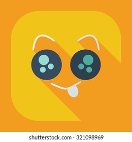 Flat modern design with shadow icons smiley with tongue