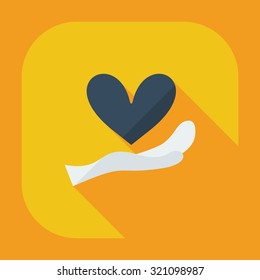 Flat modern design with shadow icons heart in hand