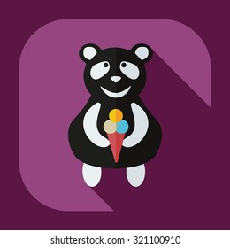 Flat modern design with shadow icons panda eating