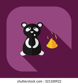 Flat modern design with shadow icons panda turd