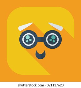 Flat modern design with shadow icons bespectacled smiley