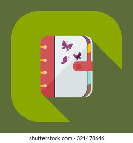 Flat modern design with shadow icons notebook