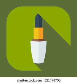 Flat modern design with shadow icons lipstick