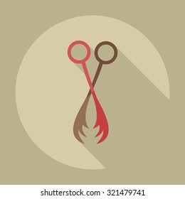 Flat modern design with shadow icons thinning scissors