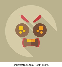 Flat modern design with shadow icons evil smiley