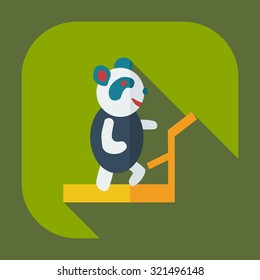 Flat modern design with shadow icons panda athlete