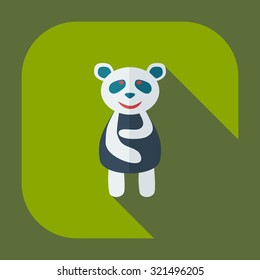 Flat modern design with shadow icons panda is sick