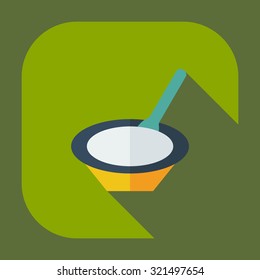 Flat modern design with shadow icons baby porridge