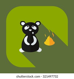 Flat modern design with shadow icons panda turd