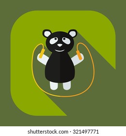 Flat modern design with shadow icons panda athlete