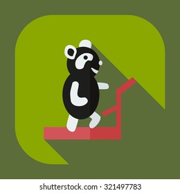 Flat modern design with shadow icons panda athlete