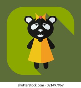 Flat modern design with shadow icons panda girl