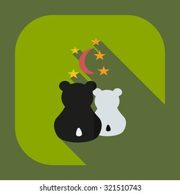 Flat modern design with shadow icons panda love