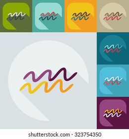 Flat modern design with shadow icons Aquarius