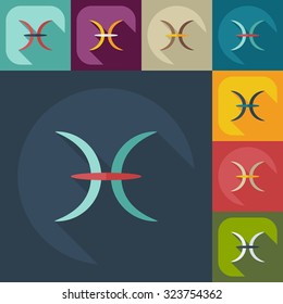 Flat modern design with shadow icons fish