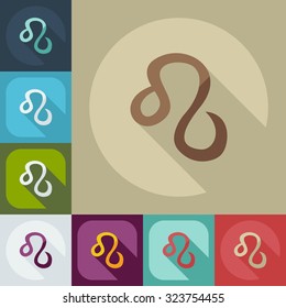 Flat modern design with shadow icons lion
