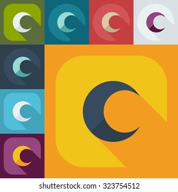 Flat modern design with shadow icons moon
