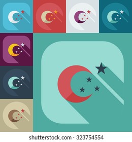 Flat modern design with shadow icons moon