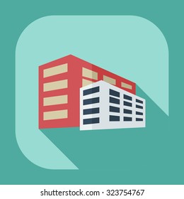 Flat modern design with shadow icons building