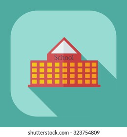 Flat modern design with shadow icons school building
