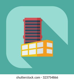 Flat modern design with shadow icons building