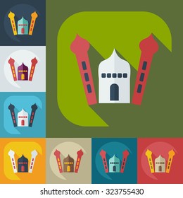 Flat modern design with shadow icons mosque