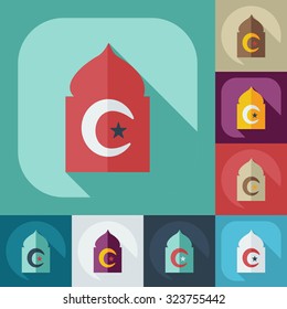 Flat modern design with shadow icons mosque