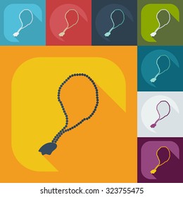 Flat modern design with shadow icons rosary 