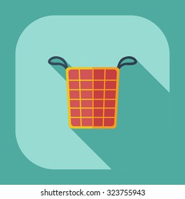 Flat modern design with shadow icons basket of dirty clothes