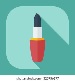 Flat modern design with shadow icons lipstick