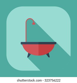 Flat modern design with shadow icons bathtub