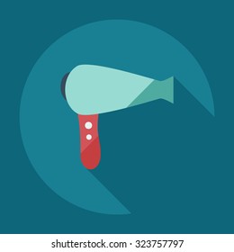 Flat modern design with shadow icons hairdryer