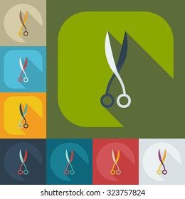 Flat modern design with shadow icons scissors