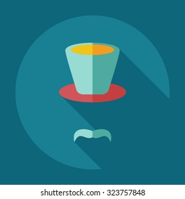 Flat modern design with shadow icons mustache hat