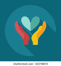 Flat modern design with shadow icons cherish the love