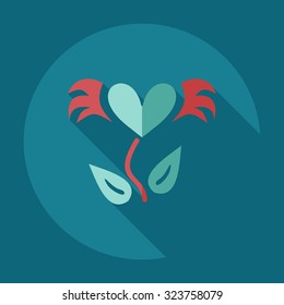 Flat modern design with shadow icons love tree