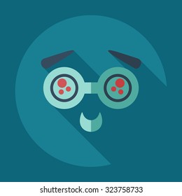 Flat modern design with shadow icons bespectacled smiley