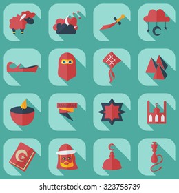 Flat modern design with shadow icons Ramadan