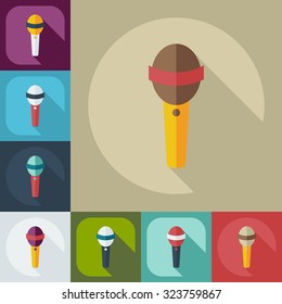 Flat modern design with shadow icons microphone