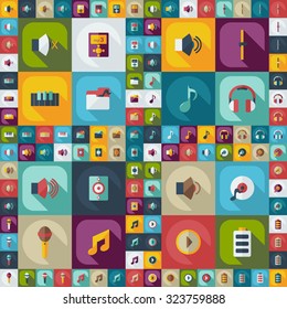 Flat modern design with shadow icons music