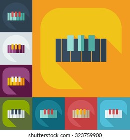 Flat modern design with shadow icons piano