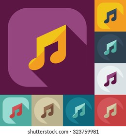 Flat modern design with shadow icons music