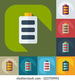 Flat modern design with shadow icons battery
