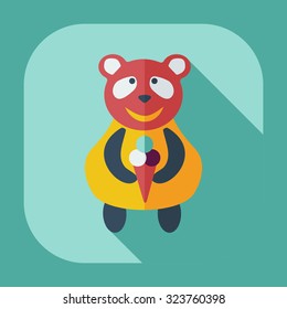 Flat modern design with shadow icons panda eating