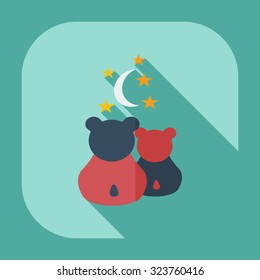 Flat modern design with shadow icons panda love