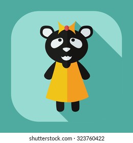 Flat modern design with shadow icons panda girl
