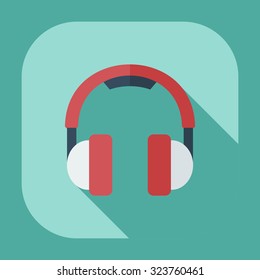 Flat modern design with shadow icons headphones
